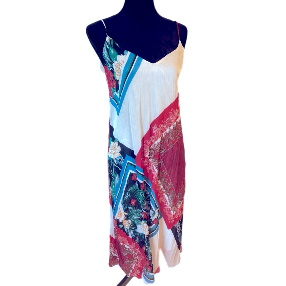 Zara Red and Blue Asymmetrical Sundress